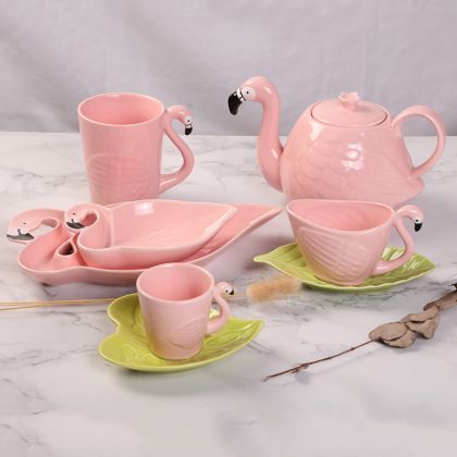 Modern and Simple Flamingo Series Ceramic Cup Set